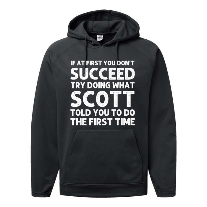 Scott Name Personalized Funny Christmas Joke If At First You Dont Succeed Performance Fleece Hoodie