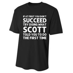 Scott Name Personalized Funny Christmas Joke If At First You Dont Succeed Performance Sprint T-Shirt