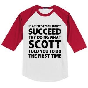 Scott Name Personalized Funny Christmas Joke If At First You Dont Succeed Kids Colorblock Raglan Jersey