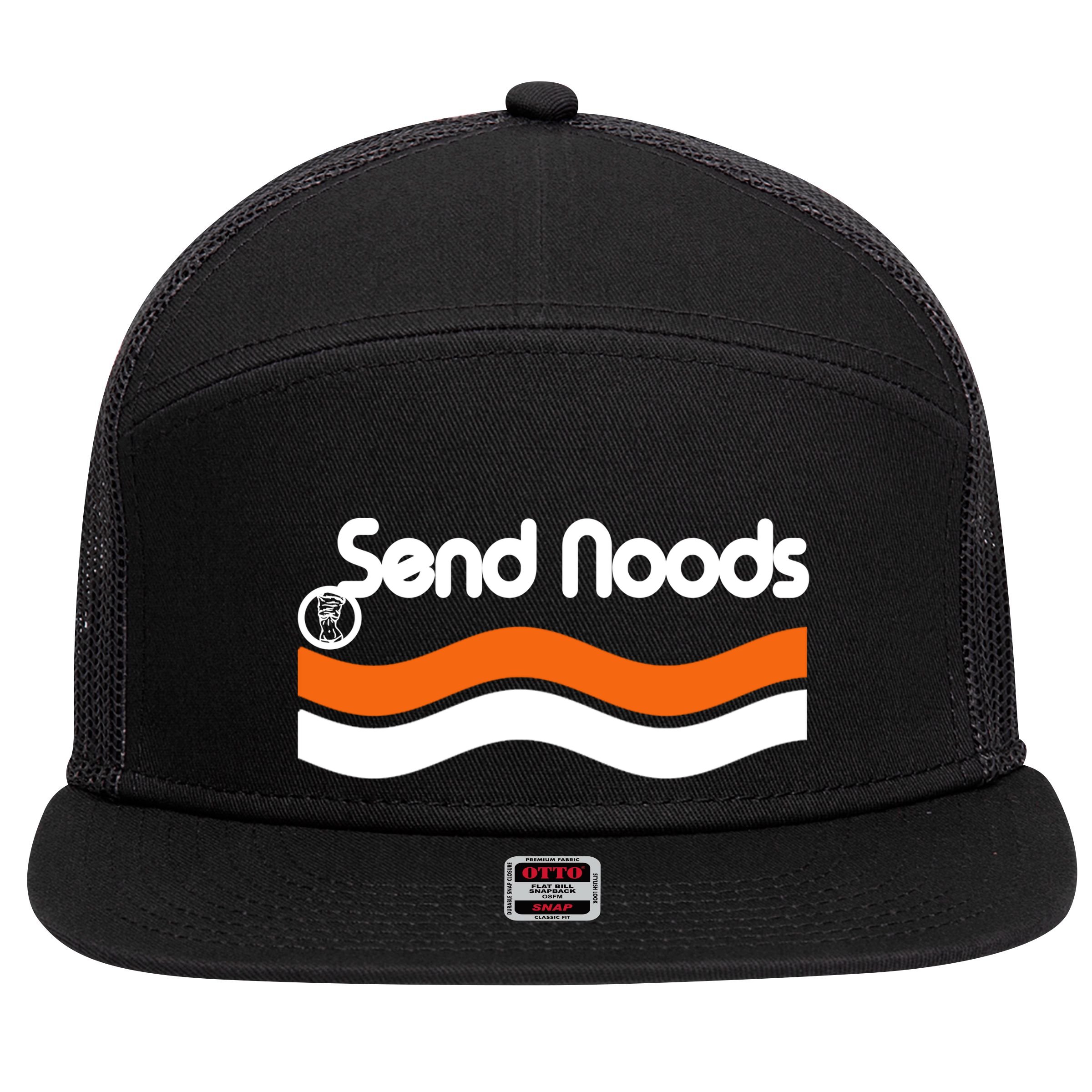 Sen Noods Retro Wave Logo 7 Panel Mesh Trucker Snapback Hat