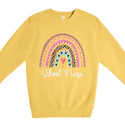 School Nurse Rainbow Leopard Back To School Appreciation Premium Crewneck Sweatshirt