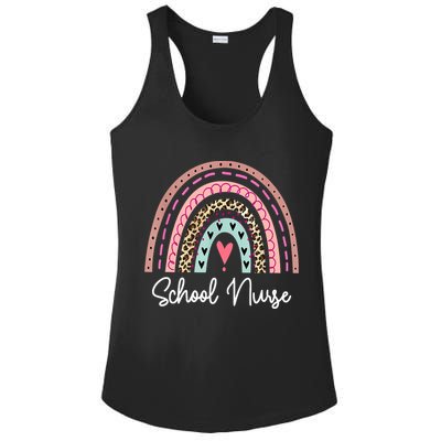 School Nurse Rainbow Leopard Back To School Appreciation Ladies PosiCharge Competitor Racerback Tank