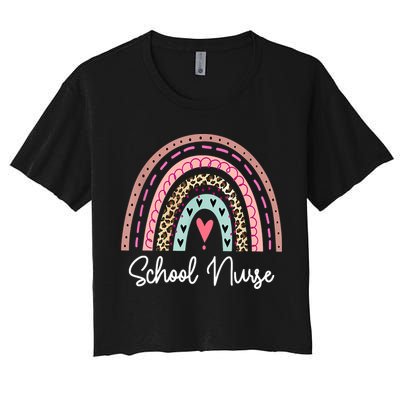 School Nurse Rainbow Leopard Back To School Appreciation Crop Top