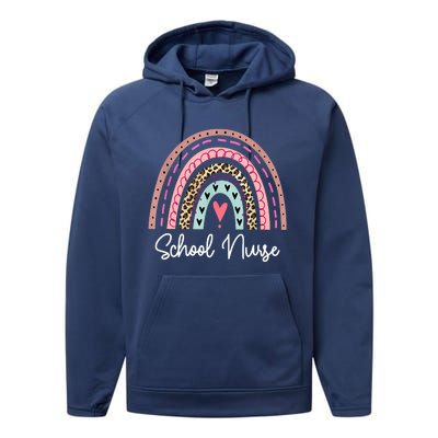 School Nurse Rainbow Leopard Back To School Appreciation Performance Fleece Hoodie