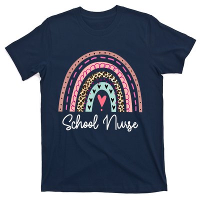 School Nurse Rainbow Leopard Back To School Appreciation T-Shirt