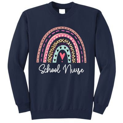 School Nurse Rainbow Leopard Back To School Appreciation Tall Sweatshirt