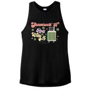 Shamrock N Roll With It Funny ICU Nurse St Patricks Day Ladies PosiCharge Tri-Blend Wicking Tank