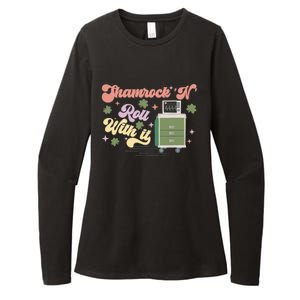 Shamrock N Roll With It Funny ICU Nurse St Patricks Day Womens CVC Long Sleeve Shirt