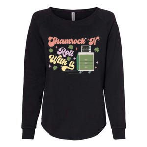 Shamrock N Roll With It Funny ICU Nurse St Patricks Day Womens California Wash Sweatshirt