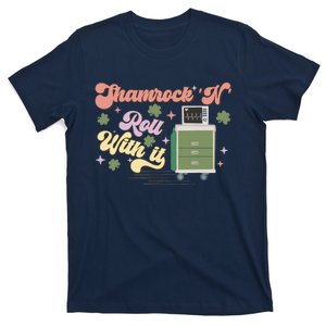 Shamrock N Roll With It Funny ICU Nurse St Patricks Day T-Shirt