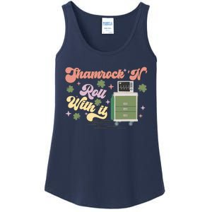 Shamrock N Roll With It Funny ICU Nurse St Patricks Day Ladies Essential Tank