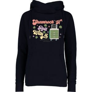 Shamrock N Roll With It Funny ICU Nurse St Patricks Day Womens Funnel Neck Pullover Hood