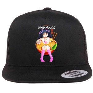 Send Noods Ramen Noodle Bowl Anime Flat Bill Trucker Hat