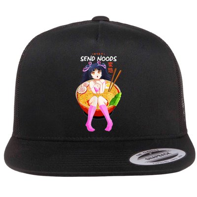 Send Noods Ramen Noodle Bowl Anime Flat Bill Trucker Hat