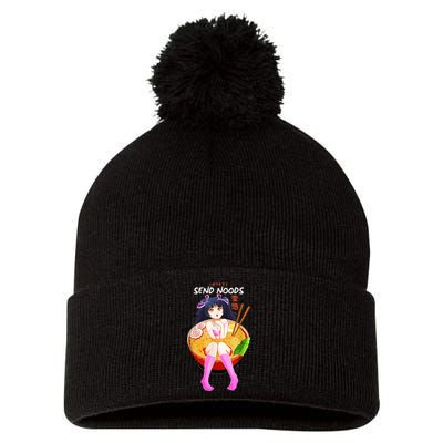 Send Noods Ramen Noodle Bowl Anime Pom Pom 12in Knit Beanie