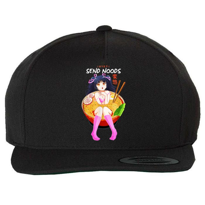 Send Noods Ramen Noodle Bowl Anime Wool Snapback Cap