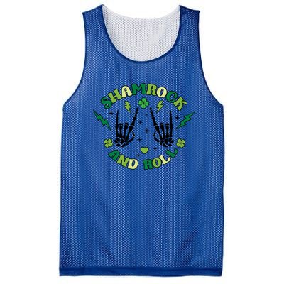 Shamrock N Roll Rock On Skeleton Hand Music Cute Gift Mesh Reversible Basketball Jersey Tank