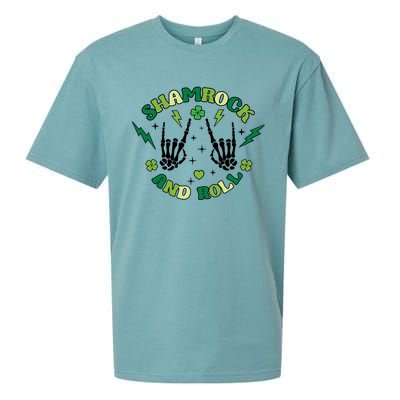 Shamrock N Roll Rock On Skeleton Hand Music Cute Gift Sueded Cloud Jersey T-Shirt