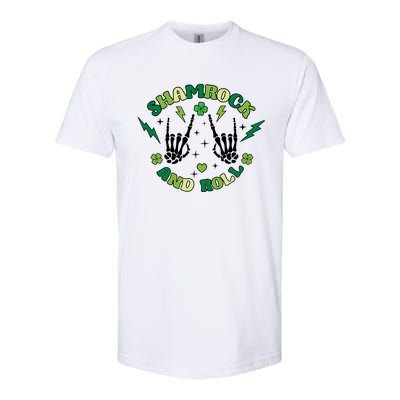 Shamrock N Roll Rock On Skeleton Hand Music Cute Gift Softstyle CVC T-Shirt