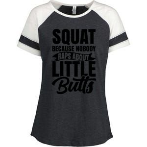 Squat Nobody Raps About Little Butts Gym Fitness Leg Day Cool Gift Enza Ladies Jersey Colorblock Tee