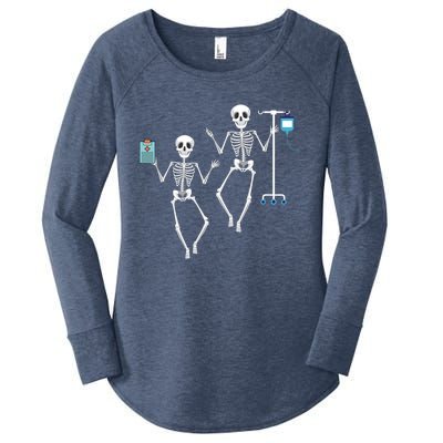 Skeletons Nurse Rn Cna Healthcare Worker Halloween Costume Gift Women's Perfect Tri Tunic Long Sleeve Shirt