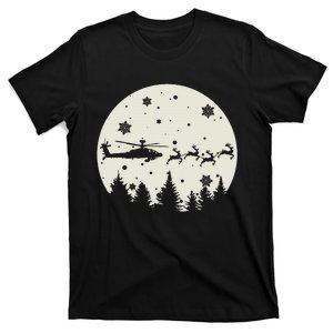 Santa's New Ride! AH64 Apache Silhouetted in the Moon T-Shirt