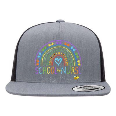 School Nurse Rainbow with Little Hands School Nurse Flat Bill Trucker Hat