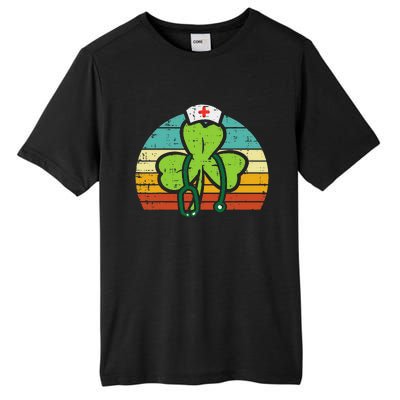 Shamrock Nurse Stethoscope Retro St Patricks Day Nurses RN Tall Fusion ChromaSoft Performance T-Shirt