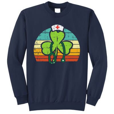 Shamrock Nurse Stethoscope Retro St Patricks Day Nurses RN Sweatshirt