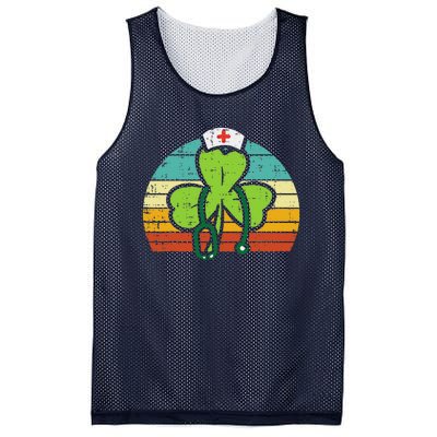 Shamrock Nurse Stethoscope Retro St Patricks Day Nurses RN Mesh Reversible Basketball Jersey Tank