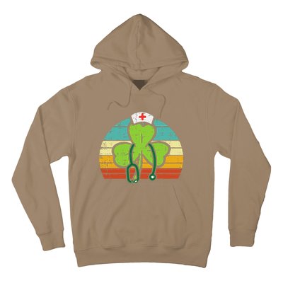 Shamrock Nurse Stethoscope Retro St Patricks Day Nurses RN Hoodie