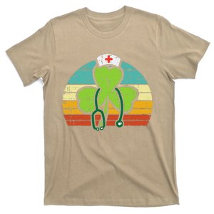 Shamrock Nurse Stethoscope Retro St Patricks Day Nurses RN T-Shirt