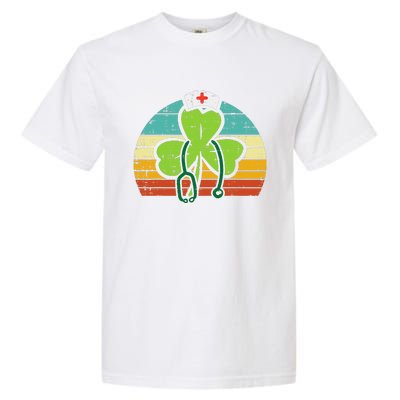 Shamrock Nurse Stethoscope Retro St Patricks Day Nurses RN Garment-Dyed Heavyweight T-Shirt