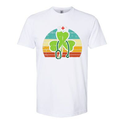 Shamrock Nurse Stethoscope Retro St Patricks Day Nurses RN Softstyle CVC T-Shirt