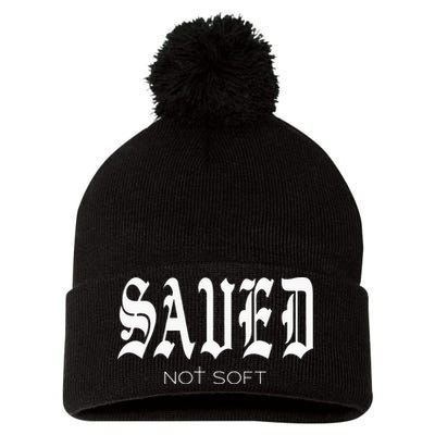 Saved Not Soft Novelty Salvation Pom Pom 12in Knit Beanie