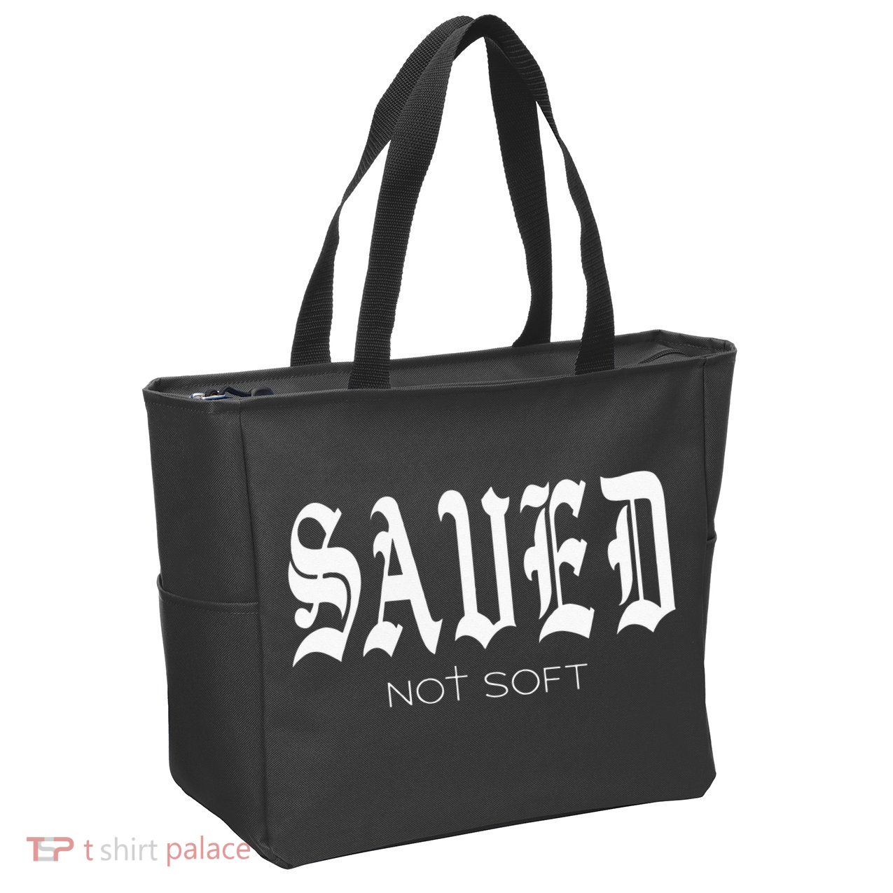 Saved Not Soft Novelty Salvation Zip Tote Bag