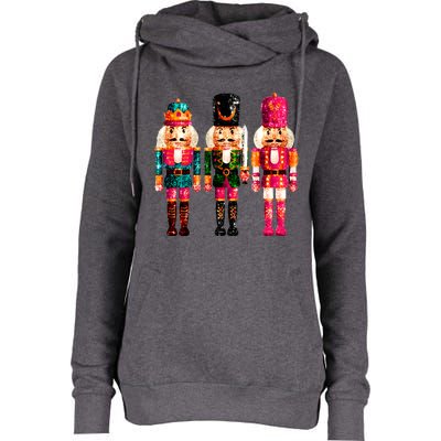 Sequin Nutcracker Womens Funnel Neck Pullover Hood