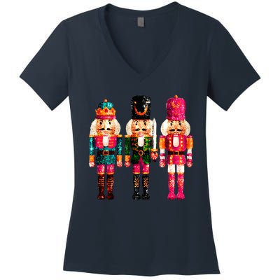 Sequin Nutcracker Women's V-Neck T-Shirt