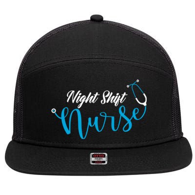 Stethoscope Night Shift Nurse Gift 7 Panel Mesh Trucker Snapback Hat