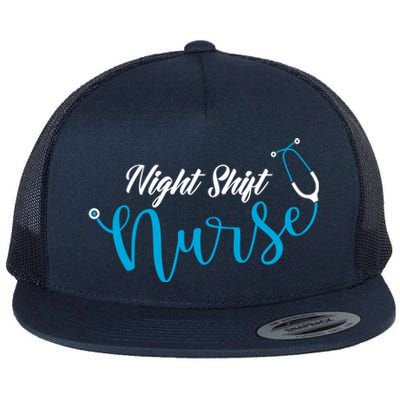 Stethoscope Night Shift Nurse Gift Flat Bill Trucker Hat