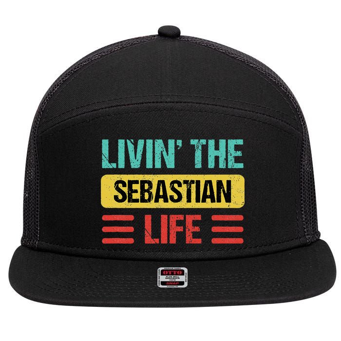 Sebastian Name 7 Panel Mesh Trucker Snapback Hat