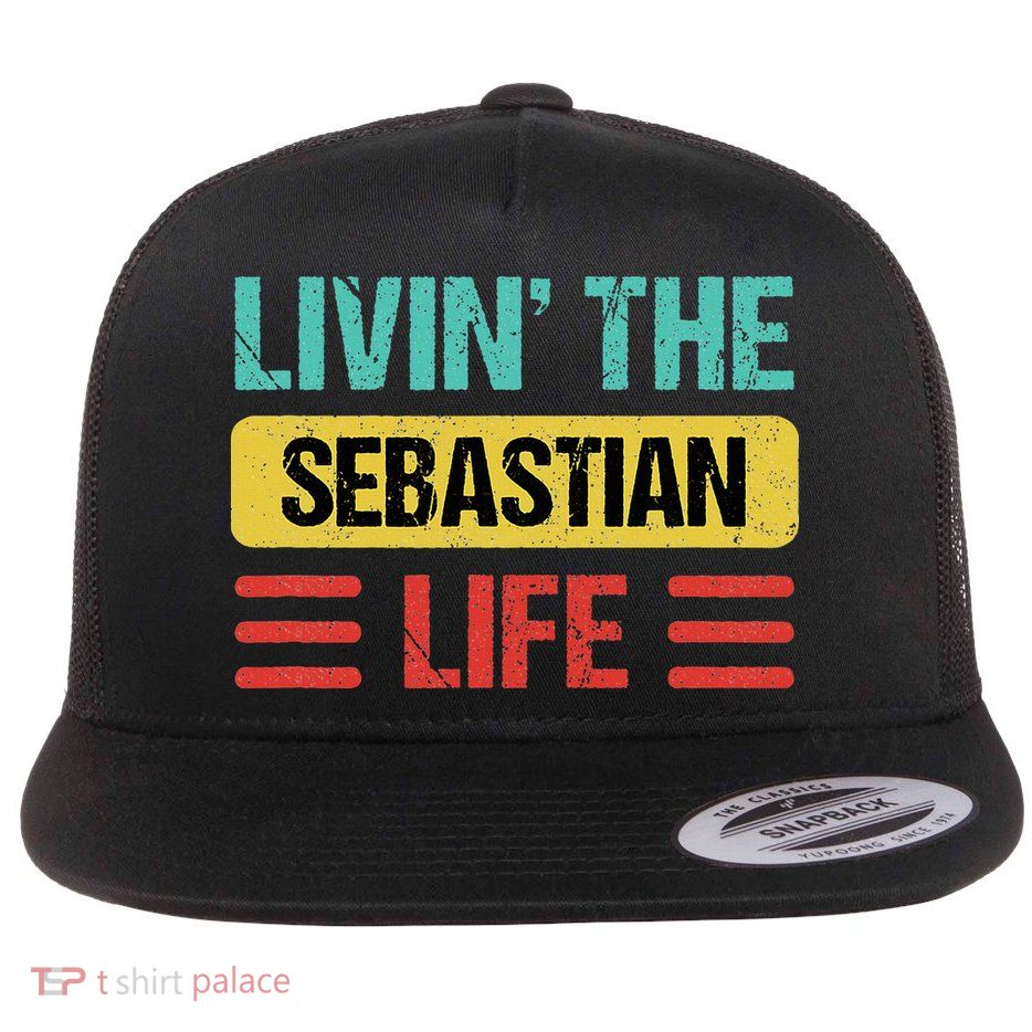 Sebastian Name Flat Bill Trucker Hat