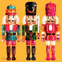 Sequin Nutcracker Pom Pom 12in Knit Beanie