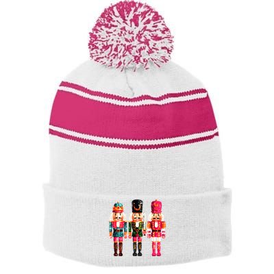 Sequin Nutcracker Stripe Pom Pom Beanie
