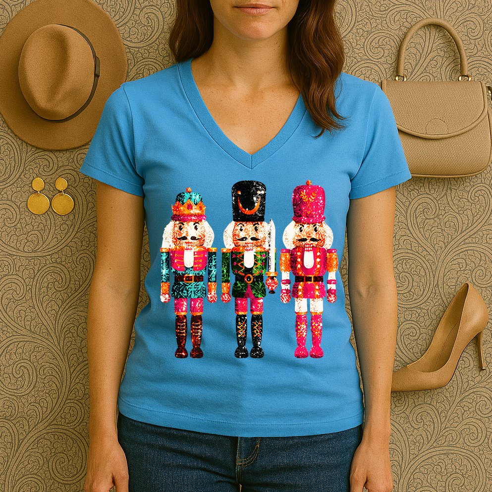 Sequin Nutcracker Women's V-Neck T-Shirt