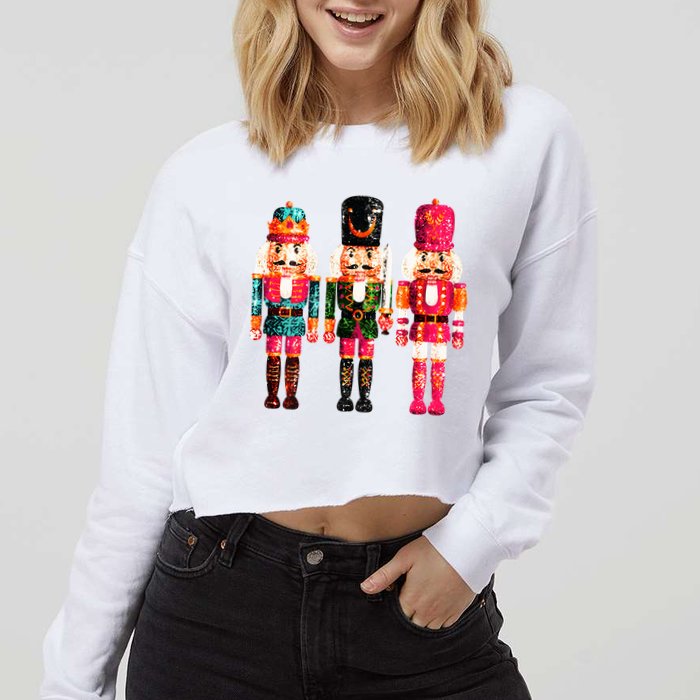 Sequin Nutcracker Cropped Pullover Crew