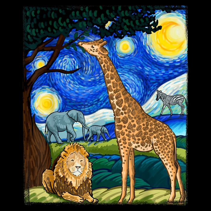 Safari Night Starry Night Zoo Animals Animal Art Safari Doggie Tank
