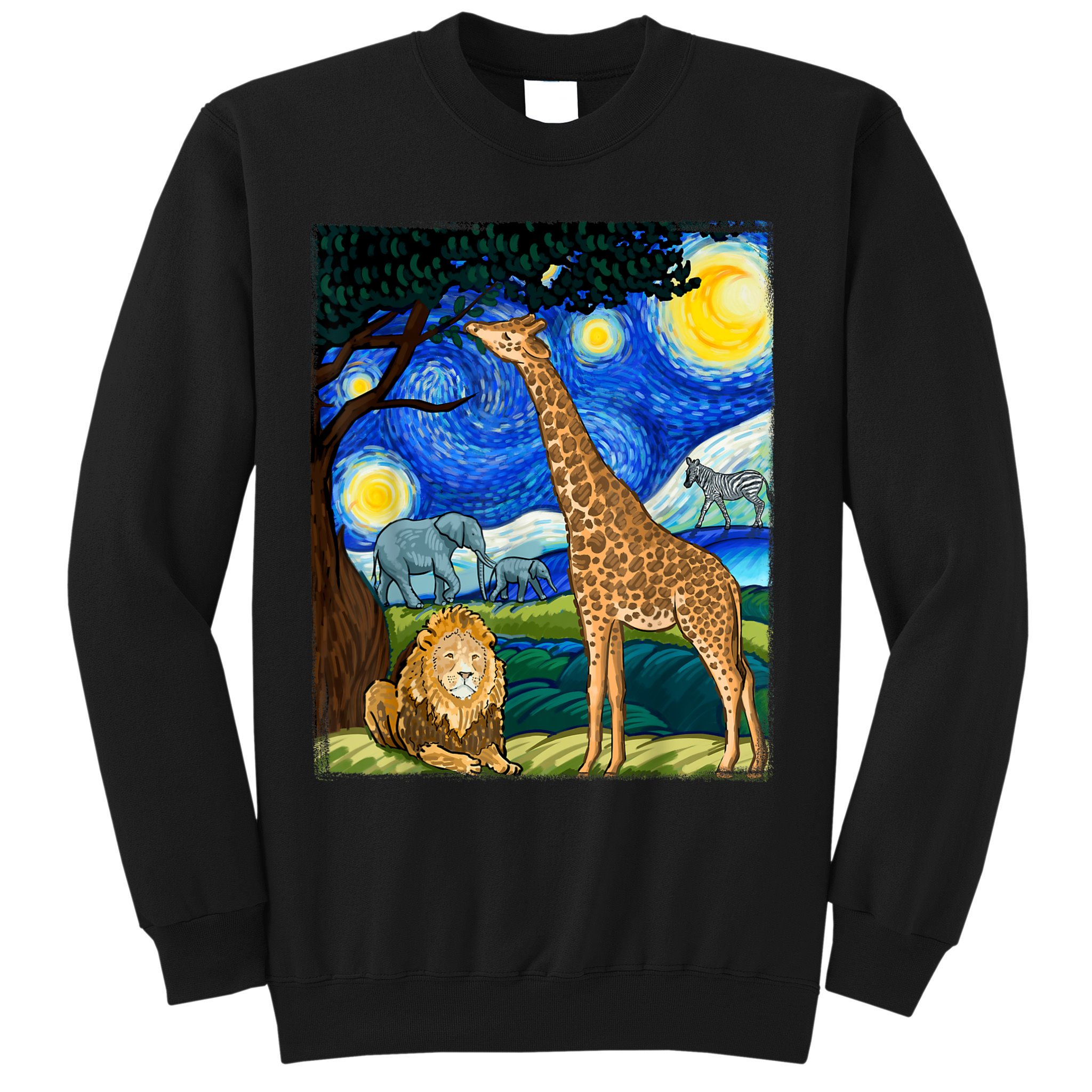 Safari Night Starry Night Zoo Animals Animal Art Safari Sweatshirt