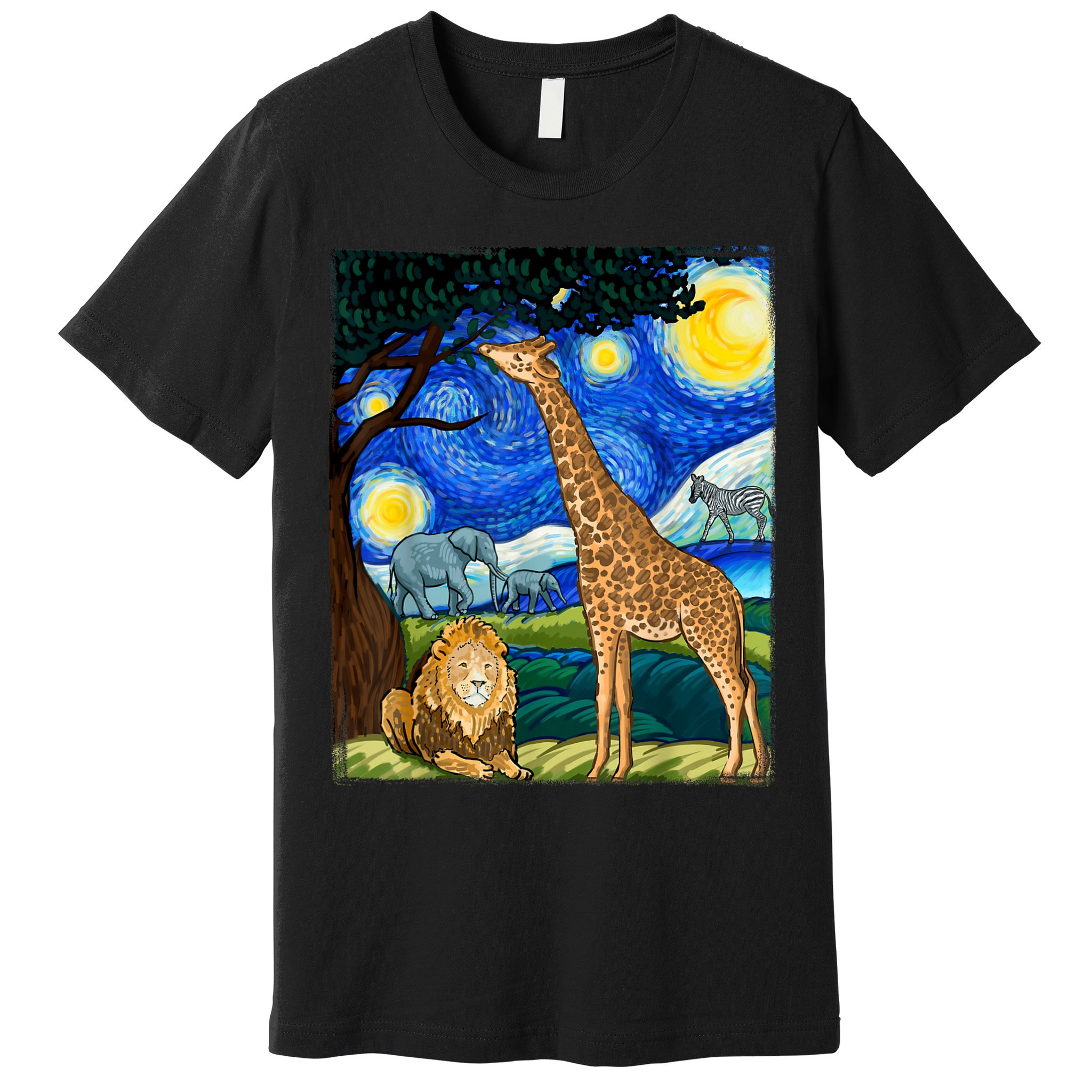 Safari Night Starry Night Zoo Animals Animal Art Safari Premium T-Shirt