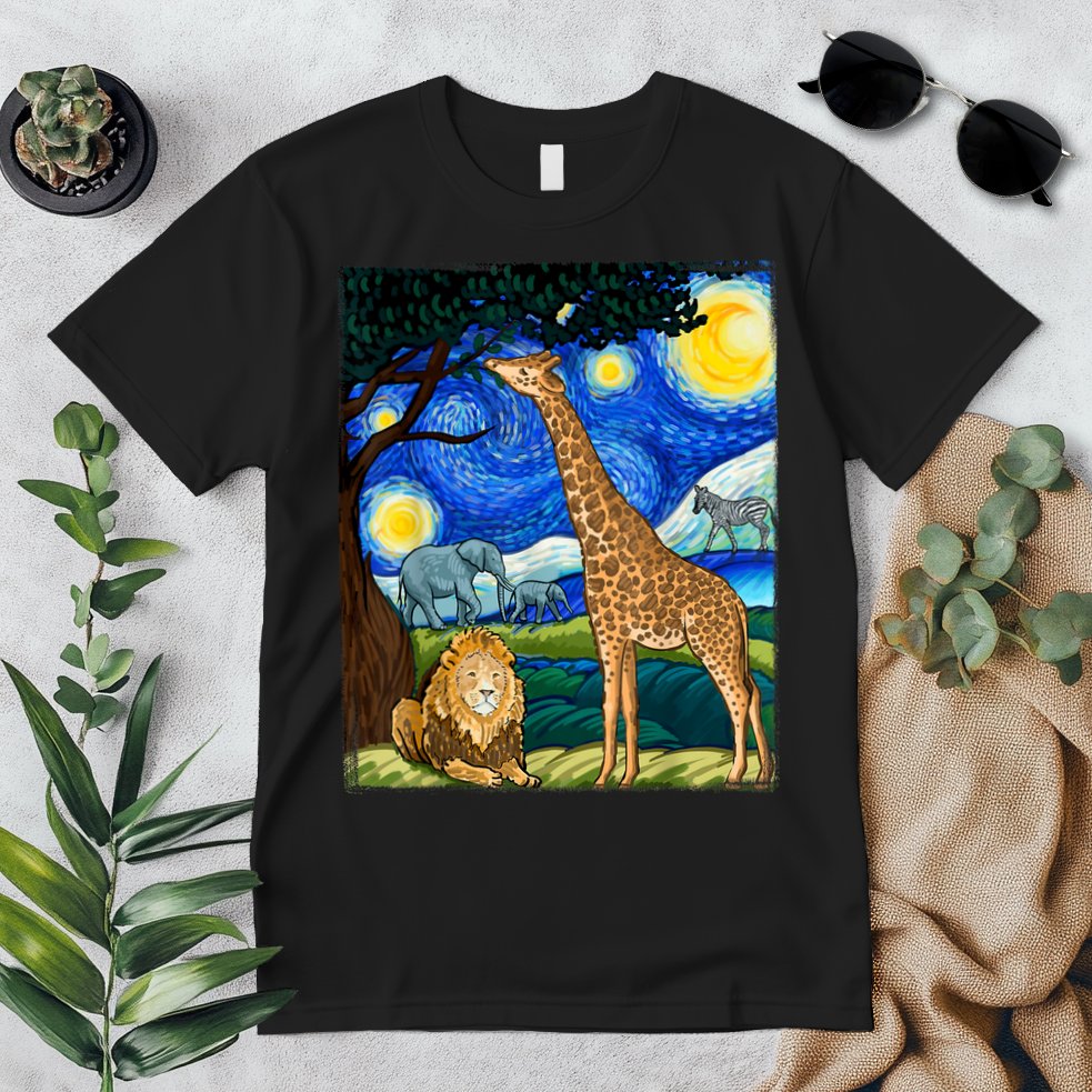 Safari Night Starry Night Zoo Animals Animal Art Safari Premium T-Shirt